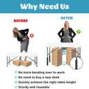 4-Pack Adjustable Folding Table Legs Extenders, Heavy-Duty Steel Furniture Risers with 3-Levels Height Settings 2in | 4in | 6in, Anti-Wobble & Non-Slip Table Leg Extension