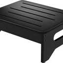 Wooden Step Stools for Adults & Kids, Non-Slip Rubber Feet, 6.5 Inch High, Lightweight Stepping Stool, 400 lbs Capacity, Bed Steps for High Beds, Bathroom & Kitchen, Black