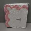 ORTIGIA Scalloped Pink Bathroom Rugs Non Slip Washable, Quick Dry Absorbent Soft Plush Microfiber Bath Mats, Bath Rugs for Bathroom Floor Carpet for Sink Bedroom, Pink and White, 20x32