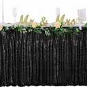6ft Black Table Skirt for Round Rectangle Square Table Sequin tablecloth for Birthday Party Family Baby Shower