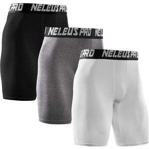 NELEUS Men's 3 Pack Performance Compression Shorts (Large, 6028# 3 Pack: Black, Grey, White)