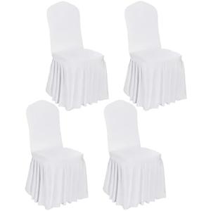DREAMANIA 4pcs Chair Covers Stretch Parsons Skirt, Durable Washable Universal Chair Slipcover, Super Fit Spandex Chair Seat Protector Cover for Hotel, Ceremony, Home(White)
