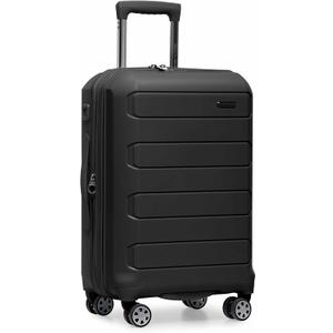 Traveler's Choice Pagosa Hardshell Expandable Luggage with Spinner Wheels, Black, 22-Inch Carry-on