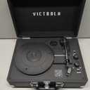 Victrola Journey Bluetooth Portable Suitcase Record Player with Built-in Speakers, 3 Speed Vinyl Record Player, RCA Out, Headphone Jack (Black)