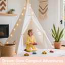 Teepee Tent with Starry Lights, Ground Mat and Pockets, Kids Teepee Tents for Indoor & Outdoor Use, Foldable Play Tents for Boys & Girls, Washable Toddler Play Tent for Birthdays & Holidays