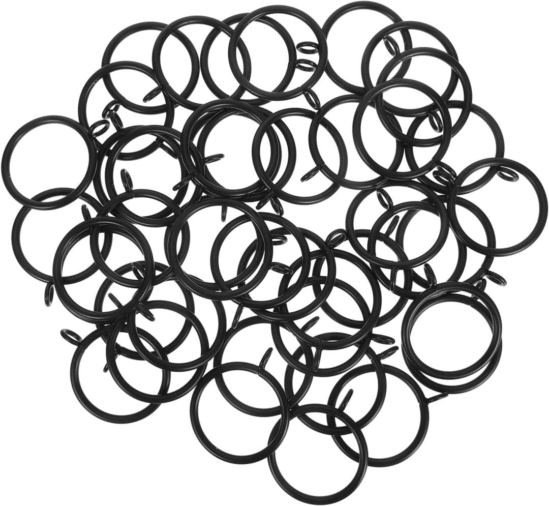 44 Pack Curtain Rings with Eyelets, 1.75 Inch I D, Heavy Duty Rustproof Metal Drapery Rings for Pinch Pleat Curtains Panels, Decorative Clips Rings Fits Up to 1.5" Rods, Black