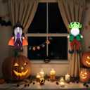 2 Pack Halloween Curtain Buckle Doll Witch Zombie Gnome Curtain Tieback Hold Back Fastener for Window Home Hotel Room Decoration