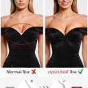 Upushall Strapless Bra Push Up Non Slip Deep V Plunge Underwire Bras for Women Super Padded Add 1 Cup (Black)