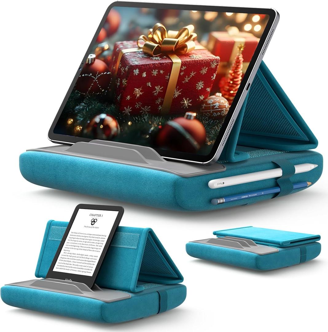 JSAUX Tablet Pillow Stand, Tablet Stand Holder Dock for Lap, Bed and Desk Compatible with iPad Pro 11 10.5 9.7 10.2 Air Mini, Kindle, Tablets, Phones, E-Reader, Books and More 4-10.9'' Devices Blue 