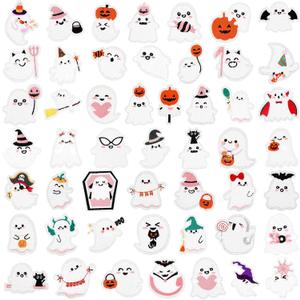 Tenceur 50 Pcs Halloween Iron on Patches Halloween Ghost Patches Sew on Boo Cartoon Embroidered Applique Repair Accessories Crafts Festive Gifts for Clothing Hat Shirt Bag Jeans