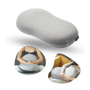 Ergonomic Memory Foam Cervical Neck Pillow - Plush Bean-Shaped Orthopedic Pillow with Washable Cover For All Ages - Cooling Cuddle Pillow Supports Neck, Shoulder, Stomach, Back & More - Gray