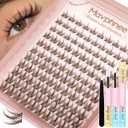 Mavphnee Brown Lash Clusters Kit Fairy Lash Extensions Kit Anime Eyelash Clusters Spiky Cluster Eyelash Extensions Natural Manga Individual Lashes Kit with Bond and Seal Lash Glue Clear, Anime Kit