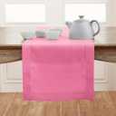 Solino Home Linen Flamingo Pink Hemstitch Table Runner 60 Inches - 100% Pure Linen Small Table Runner 14 x 60 Inch Ideal for Dresser and Coffee Tables - Classic Hemstitch, Summer