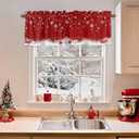 Christmas Valance Curtains Christmas Balls Christmas Kitchen Curtains Window Treatment Holiday Decor Winter Snowflakes Red Rod Pocket Valances for Kitchen Bathroom Living Room 54x18 Inch, 1 Panel