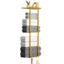 Towel Racks for Bathroom, 36.6 inch Metal Towel Storage, 8 Large Bath Towels Capacity, 3-Tier Towel Holder for Bathroom, with Shelf & 6 Hooks, Wall Mounted Towel Rack for Rolled Towels, Gold