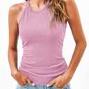 Dellytop Summer Womens Tank Tops - Casual Sleeveless Basic Cami Top Shirt Slim Knit Ribbed Racerback Workout Blouses (Pink)