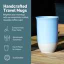 NOVA CERAMICS Travel Mug - Ceramic Coffee Mug With Lid Microwave & Dishwasher Safe Coffee White & Grey Tumbler - Fits In Cup Holder 12oz Coastal Drift