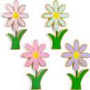 4 Pcs Wooden Flower Shelf Sitter Rustic Daisy Table Centerpieces Wooden Spring Decor for Tiered Tray Spring Decorations for Home Easter Party(Stylish Color)