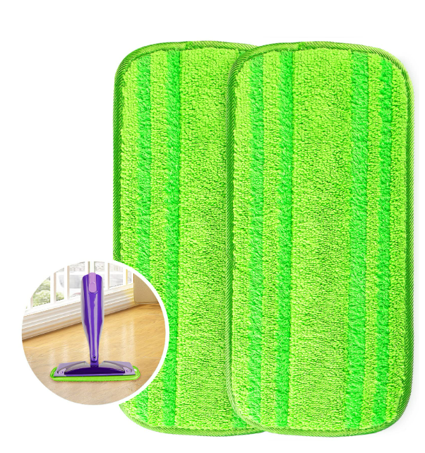 PowerMop Compatible Reusable Microfiber Pads For For Effective Dirt and Stain Removal (Green), Pack of 8