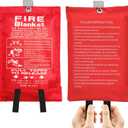 JSE Emergency Fire Blanket for Home, 2 Pack Kitchen Fire Blankets 40″ X 40″, House Flame Retardant Blankets Upgraded Thickened