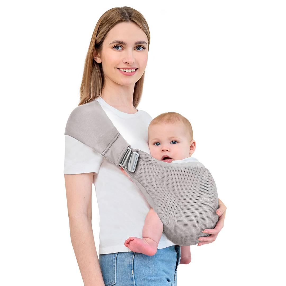 Baby Carrier - Ergonomic, Cozy and Lightweight Carrier for 0-36 Months, Effortless to Put On, Ideal for Hands-Free Parenting,Lightweight and Travel-Friendly Newborn Baby Carrier-Light Grey
