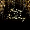 Funnytree 96" x 72" Happy Birthday Party Backdrop Black and Gold Glitter Bokeh Sequin Spots Photography Background Golden Sparkle Shining Dots Baby Abstract Milestone Banner Cake Table Decor Photo