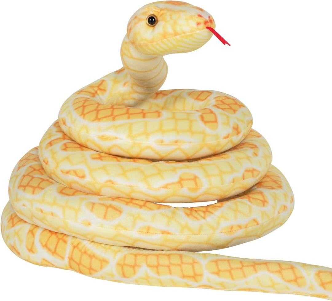 Giant Snake Stuffed Animal, 149 inch Large Lifelike Jumbo Animal Plush Toy for Kids, Curving Huge Snake for Boys & Girls Gift on Birthday Baby Shower Party (Yellow)