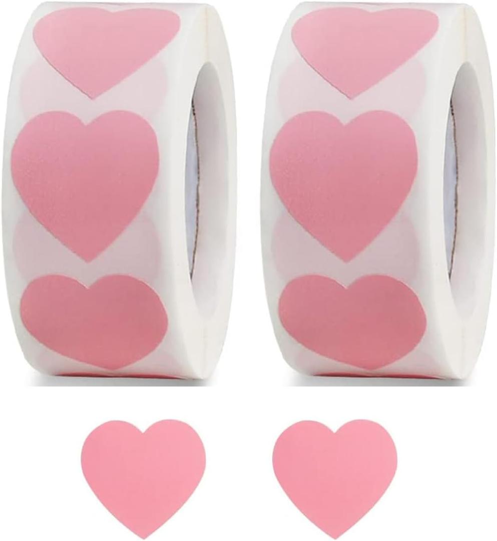 1000PCS Pink Heart Sticker,1 Inch Love Heart Shaped Small Envelopes Sealing Stickers for Kids Reward,Mothers' Day,Valentine's Day,Christmas Gift,Award Charts,Wedding Invitaion, Birthday Party
