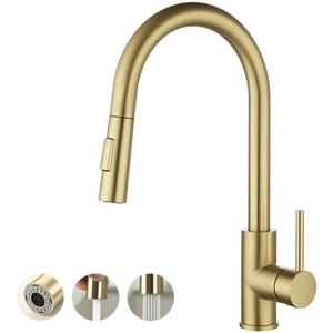 Havin Gold Kitchen Faucet with Pull Down Sprayer, High Arc Stainless Steel Material, with cUPC Ceramic Cartridge,Without Deck Plate,Fit for 1 Hole Kitchen Sink or Laundry Sink,Brushed Gold,HV501G