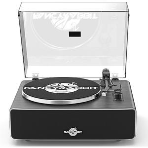 Record Player with Speakers, Turntables for Vinyl Records with AT-3600L Cartridge, Belt Drive 2-Speed (33/45 RPM), All in One Vinyl Player for Music Lovers (Blackwood)