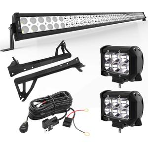 YITAMOTOR LED Light Bar 50 inches Combo Light Bar & 2pc inches 18W Spot Light Pods & Wiring Harness & Roof Mounting Brackets Compatible for 2007-2018 Wrangler JK
