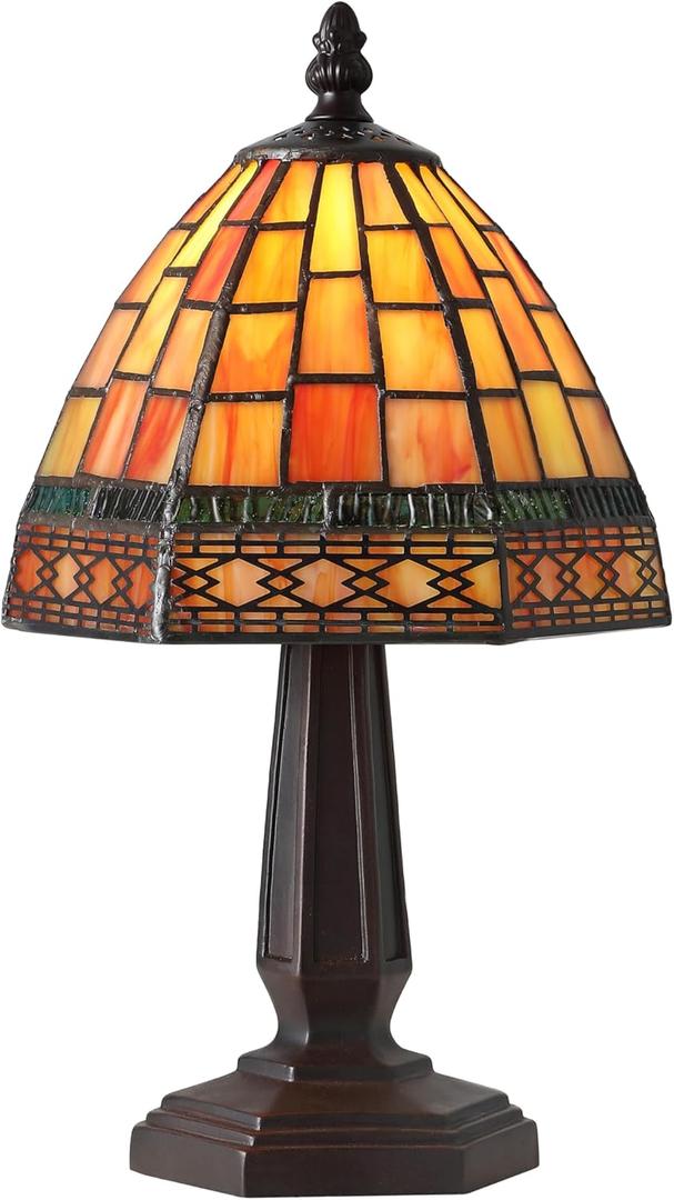 JONATHAN Y JYL8016B Carter Tiffany-Style 12" LED Table Lamp, Red/Yellow for Bedroom, Living Room, Kitchen, Home Office, Kids Room