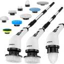 Electric Spin Scrubber Cordless Electric Cleaning Brush with LCD Power Display 9 Replaceable Heads Dual Speed IPX7 Waterproof Electric Scrubber for Cleaning Bathroom Tiles Floor Kitchen & Car