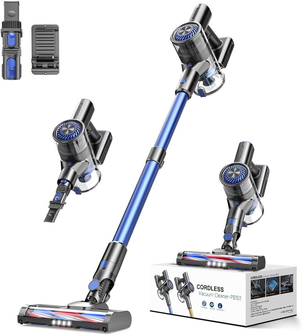 Cordless Vacuum Cleaner, Vacuum Cleaner for Home with 80000 RPM High-Speed Brushless Motor, Up to 40 Mins Runtime, 2 Adjustable Suction, Anti-Tangle