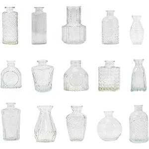 Retro Glass Vase, Flower Arrangement Medieval Small Vase Set (15-pieces set [transparent], As Show101)