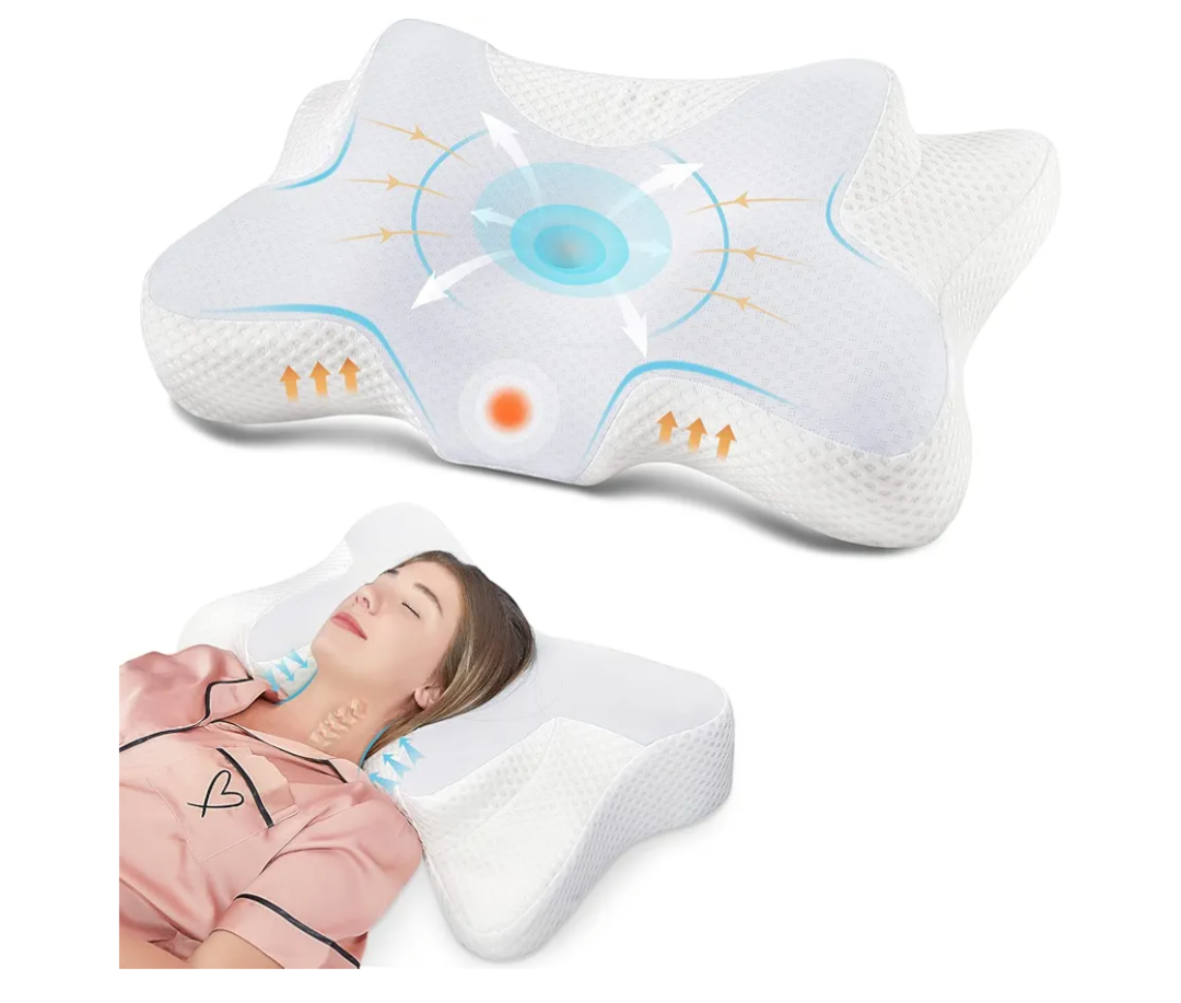 DONAMA Cervical Neck Pillow for Pain Relief,Odorless Contour Memory Foam Pillows with Cooling Pillowcase Cozy Sleeping, Orthopedic Ergonomic Bed Pillows for Side Back Stomach Sleepers
