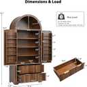 Merax 72" Tall Arched Kitchen Pantry Cabinet with 2 Drawers, Mid Century Modern Fluted Storage Cabinet with 3 Adjustable Shelves & 8 Door Shelves, Wooden Cupboard Organizer for Kitchens (Walnut)