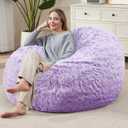 Bean Bag Cover for Stuffed Animals Machine Washable, Gaming Bean Bag Chairs for Adults Teens Girls, Lovely Cute Bean Bag Storage Stuffed Animal (Ombre Purple (Cover Only))