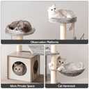 HOOBRO Cat Tree with Litter Box Enclosure, 27.6" L x 18.9" W x 52" H, All-in-One Wooden Cat Tower, Cat Furniture for Indoor Cats, Cat Condo with Hammock, Detachable Teaser Sticks, Greige BG14MZ03