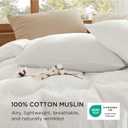 Bedsure 100% Muslin Cotton Duvet Cover Queen Size - Ultra-Soft Gauze Duvet Cover, PureWoven Breathable & Lightweight Bedding Set with Button Closure and Corner Ties (White, Queen, 90"x90")