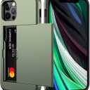 Nvollnoe for iPhone 12/iPhone 12 Pro Case with Card Holder Heavy Duty Protective Dual Layer Shockproof Hidden Card Slot Slim Wallet Case for iPhone 12/12 Pro for Men&Women(Green)