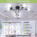 Modern Sputnik Chandelier, 6-Lights Ceiling Light Fixture Black