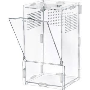 VERTUPET Jumping Spider Enclosure, 4''x4''x8'' Acrylic Arboreal Reptile Tank, Habitat Transparent Enclosure Breeding Box with Locking Vivarium Latch for Frog, Crickets, Snails