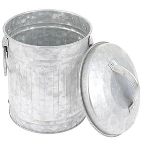 Mini Galvanized Trash Can Desktop Wastebasket Lid Sturdy Iron Material Bedside Garbage Can for Home Office