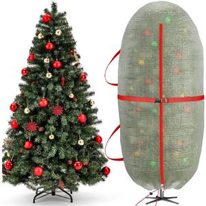 Upright Christmas Tree Bag for 6-6.5 Foot Tree, Heavy Duty Storage Bag for Artificial Xmas Tree, PE Material Waterproof Tear-Resistant Tree Cover with Reinforced Handles, Stand Up Storage Solution