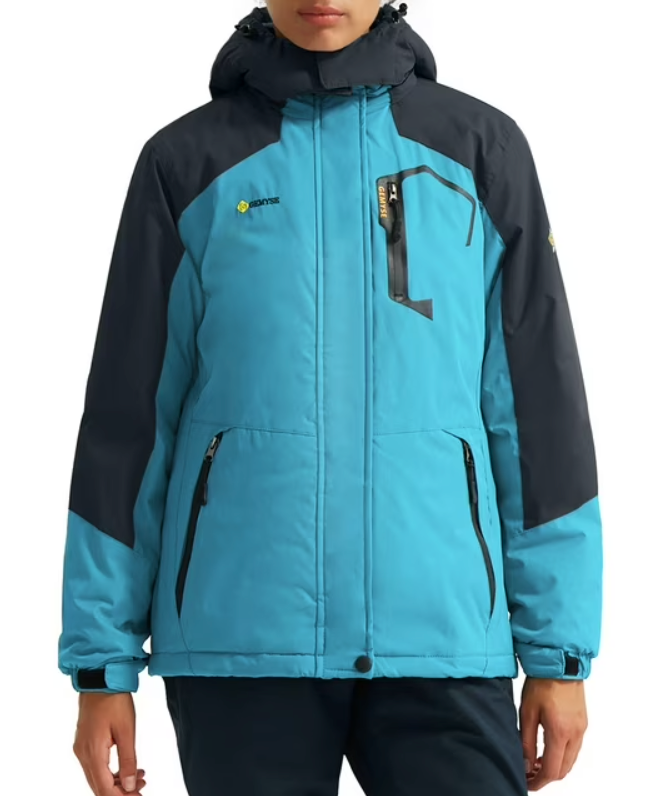GEMYSE Women's Mountain Waterproof Ski Snow Jacket Winter Windproof Rain Jacket(Acid Blue, L)