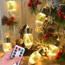 6.56FT Christmas Garland Lights 10 Tree Snow Bulbs Pine Twig Christmas Tree String Lights Battery Powered with Remote Timer Indoor Decoration for Home Bedroom Wedding Party Vintage