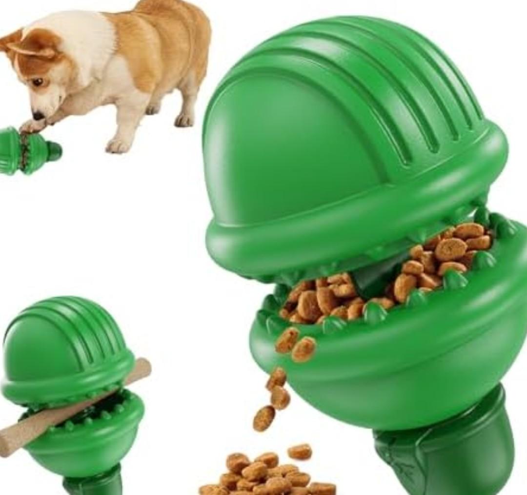 COSOWO Dog Chew Toys for Aggressive Chewers, Bully Stick Holder, Non-Toxic Durable Dog Puzzle Toy, Teething & Interactive Venus Flytrap Design, Gift for Dogs, Green