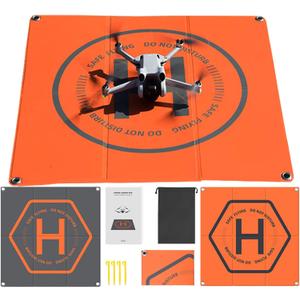 Drone Landing Pad, Universal Waterproof Quick-Fold Platform, Orange and Gray, 19.7-inch, Launch for DJI Mavic 3 Pro/Mini 2 SE/Air 2 2S/Mini 3 4 Pro/Mavic 2/Holy Stone/FPV/Avata 2/RC Quadcopters Accessories