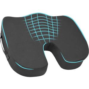Elantrip Ergonomic Memory Foam Seat Cushion Superior Comfort U-Shaped Coccyx Support for Office Chairs, Car Seats, and Home Use Non-Slip, Washable Cover for Sciatica and Tailbone Pain Relief, Black